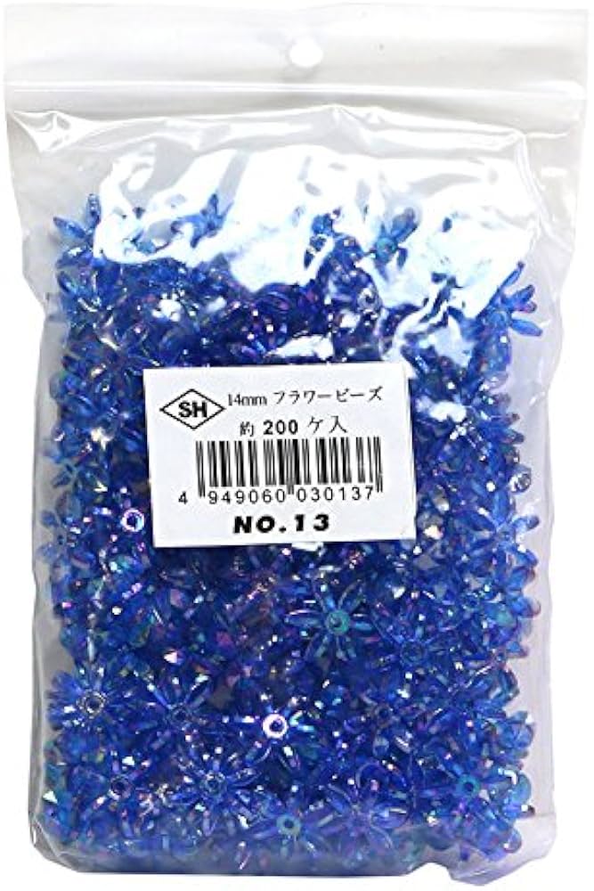 Amazon | 島村 フラワービーズ 200個入り デラックスDX 14mm ブルー Amazon | 島村 フラワービーズ 200個入り デラックスDX 14mm ブルー