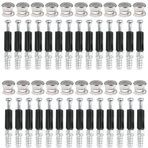 OTYMIOW 50 Set Connettore Eccentrico Raccordi a Camme Ø15mm con Tasselli M6x45mm, Eccentrica Connettore Mobili, Controdadi Camma ConnettoreEccentrico Cam Attacchi Giunzione Eccentrica Dadi Tasselli