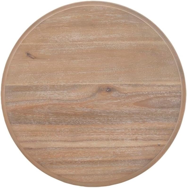 Pemberly Row Round Wood Side Table with Shelf, 22" Diameter, Acacia/Oak Hardwood, Natural Brown Finish, Versatile Accent Table or Nightstand for Living Room or Bedroom