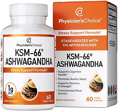 KSM-66 Ashwagandha Root Powder Extract - Stress, Mood, & Well Being Support - 1,000 MG of Clinically Studied KSM66 & Black Pepper for Maximum Absorption - 5% Withanolides - 60 Vegan Capsules