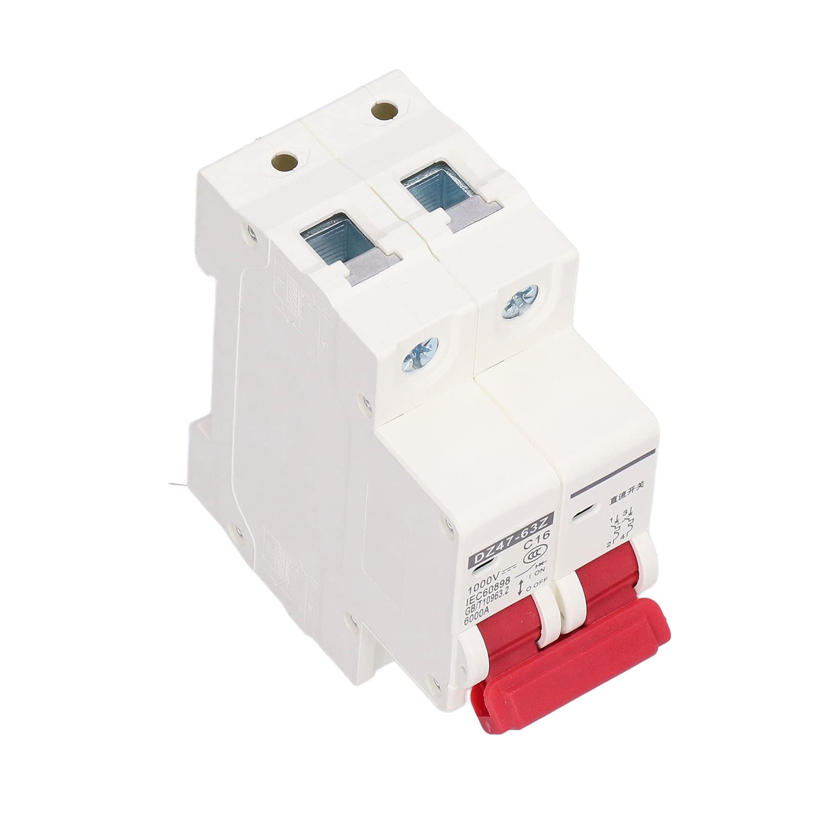 WyłąCznik 2P DC 1000V 16A Izolator Systemu Fotowoltaicznego C16 DZ47-63Z, Montaż na Szynie DIN 35mm