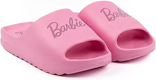 Barbie Girls Sliders | Kids & Teens Pink Moulded Ridge Bottom Sandals | Doll Beachwear Summer Pool Shoes | Slip-on Footwear