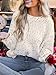 CUPSHE Women's Rainbow Long Sleeve Sweaters Fall Crewneck Ribbed Knit Casual Pullover Tops White, L