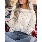 CUPSHE Damen Strickpullover Rundhals Langarm Regenbogen Bunte Melierte Optik Feinstrick Pulli Herbst Winter Oberteile Tops Lässig Knit Sweater – Bild 2