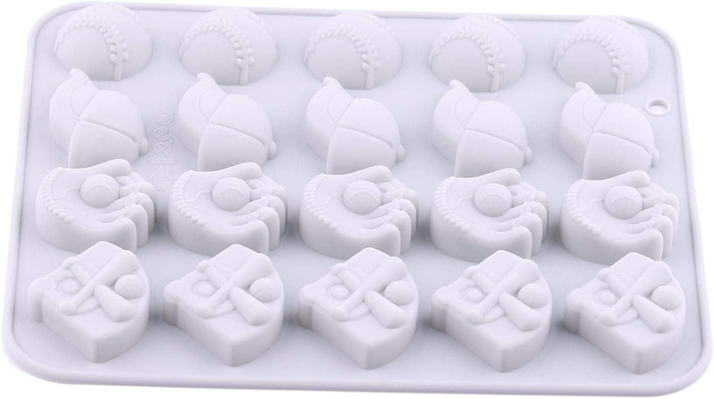 20 Cavity Baseball Candy Molds Sports Theme Silicone Mold Baseball Softball Bat Glove Mold For Candy Chocolate