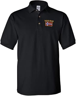 Polo Shirts for Men Norway Flag Embroidery Cotton Short Sleeves Golf Tees