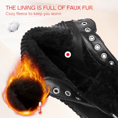 Shupua Women's Ankle Boots & Booties Waterproof Boots for Women Black Hiking Boots Women Combat Non Slip Snow Boots for Outdoor Work(Black.us9) by Shupua - Used condition - Image 5
