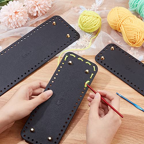PH PandaHall Leather Purse Bottom for Crochet 3 Sizes Bag Bottoms Black Rectangle Knitting Crochet Bags Bottom Shaper Cushion Base with Holes for DIY Crochet Bag Shoulder Bags Purse Making - Image 3