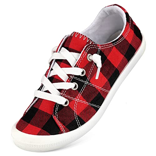 Image of Hxlber Women's Low Top Sneaker - Round Toe Comfort Casual Canvas Shoes Fashion Sneakers for Walking for Women