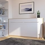 [page_title]-Schrankbett 90cm Horizontal Eiche Sonoma/ mit Weißer Front SMARTBett Ohne Matratze, ideal als Gästebett - Wandbett, Schrank mit integriertem Klappbett, SMARTBett, Sideboard