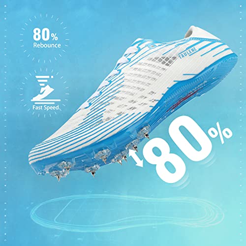 Track Shoes Men, Track Spike Shoe For Men Track And Field Shoes Sprint Distance Running With 8 Spikes (Us 10.5,Blue) #TOP2