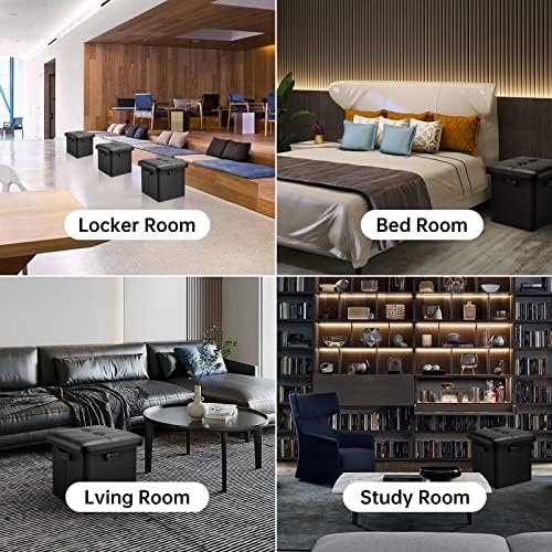 DocSafe Fireproof Foot Stool Ottoman Storage Box Footstool Living Room Foldable Storage Stool Footstall Cube Ottoman Toy Chest Storage Box with Comfortable Lid for Home,Office,Bedroom,Hallway,Doorway