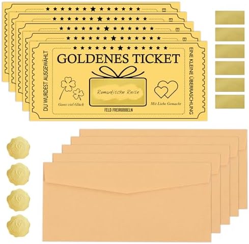 6 Goldene Rubbellose Zum Selbergestalten - Mit Glitzerumschlägen Für Persönliche Geschenke
