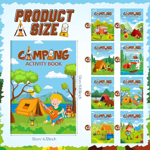 Kosiz 24 Pcs Camping Party Favors Activity Books Bulk, Mini Camping Birthday Party Supplies for Goodie Bag Stuffers, Nature Theme Coloring Booklets with Mazes Puzzles for Classroom Rewards & Pinata by Kosiz - Used condition - Image 3