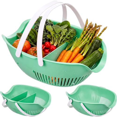 Nuogo 3 Pcs Garden Harvest Basket with Dividers Tool Caddy,Sage Green by Nuogo - Used condition - US$36.78