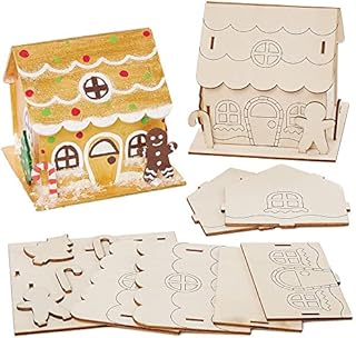 Baker Ross FX295 Gingerbread House Wooden Kits - Pack of 2, Christmas Decorations Kids Wood Craft Kit, DIY Christmas Decor
