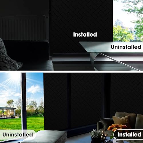 Image of Blackout Window Film, Sun Light Blocking Frosted Privacy Window Cling for Glass, Darkening Window Tint for Day Sleep, UV Blocking Static Cling Window Cover (24 X 48 Inch, Brick Blackout)
