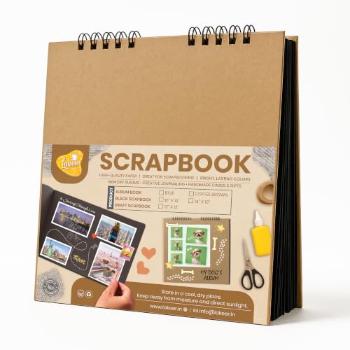 Image of Lakeer | 12x12 inch | Wiro Bound Sketchbook | 250 GSM Brown Paper Sheets | Acid Free | 25 Sheets | for Sketching, Drawing, Painting, Scrapbooking (Black)