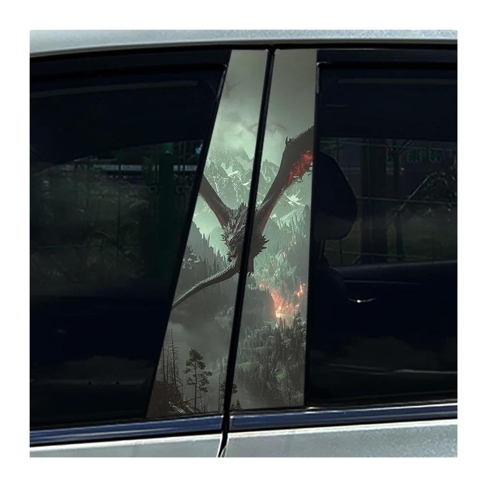 Body Parts 2PCS Car B-Pillar Stickers Dark Dragon Auto Center Column Waterproof Decals(F)