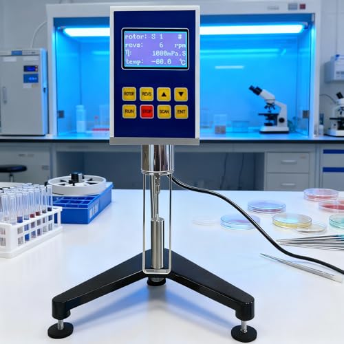 pealiritansemen High Precision Digital Viscometer, ±3% Accuracy, 10-6,000,000 mPa·s Range, Portable Lab Viscosity Meter, with 4 Rotors & Temp Sensor, for Paints, Inks, Adhesives, Oils, Cosmetics 9S