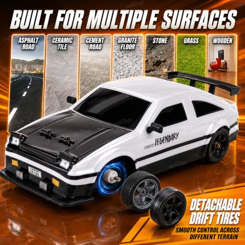 Image of Zest 4 Toyz Remote Control Car Toy for Kids | RC Drift Racing Car with LED Head Light | 20Kmph, 50+ft Range 2.4GHz Remote | Rechargeable Battery | 4WD RC Drift Racing Car