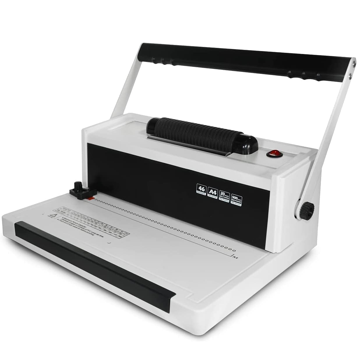 Elektrischer Spiralbinder, 4:1-Teilung, 46 Löcher, Kapazität: 20 Blatt, einstellbare Ränder, für A4A5B5, 4:1-Teilung