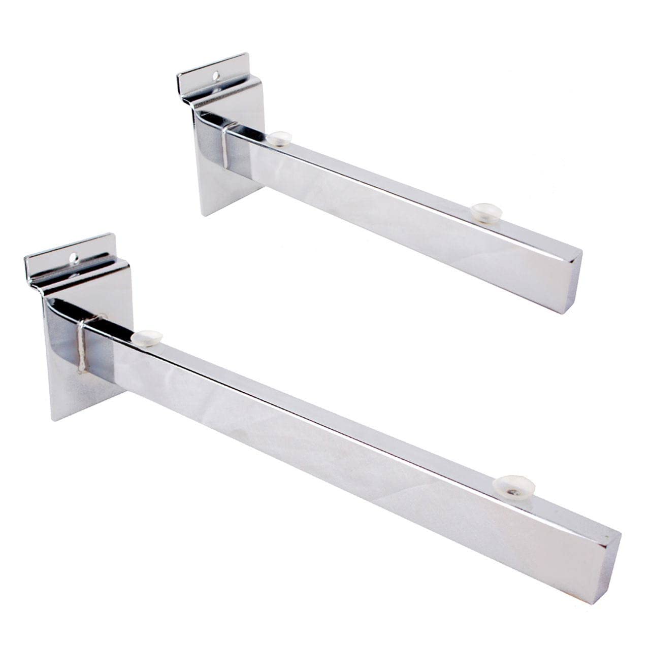 Chrome Glass Shelf Brackets (Pair) Slatwall Slatboard With Suction Pads For Hold Glass (300Mm)