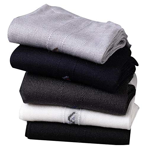 Lonxu 5-Pack Mens Silk Socks Free P&P Black White Gray Blue_Fit All Seasons #TOP1