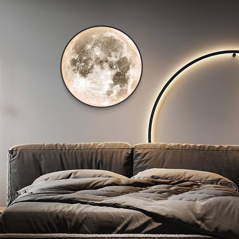 Image of One94Store 3D Moon LED Wall Lamp with Remote Control | 3 Color Changing Modern Wall & Ceiling Light | Art Deco Indoor Wall Sconce for Living Room, Bedroom, Hallway | Corded Electric 400MM