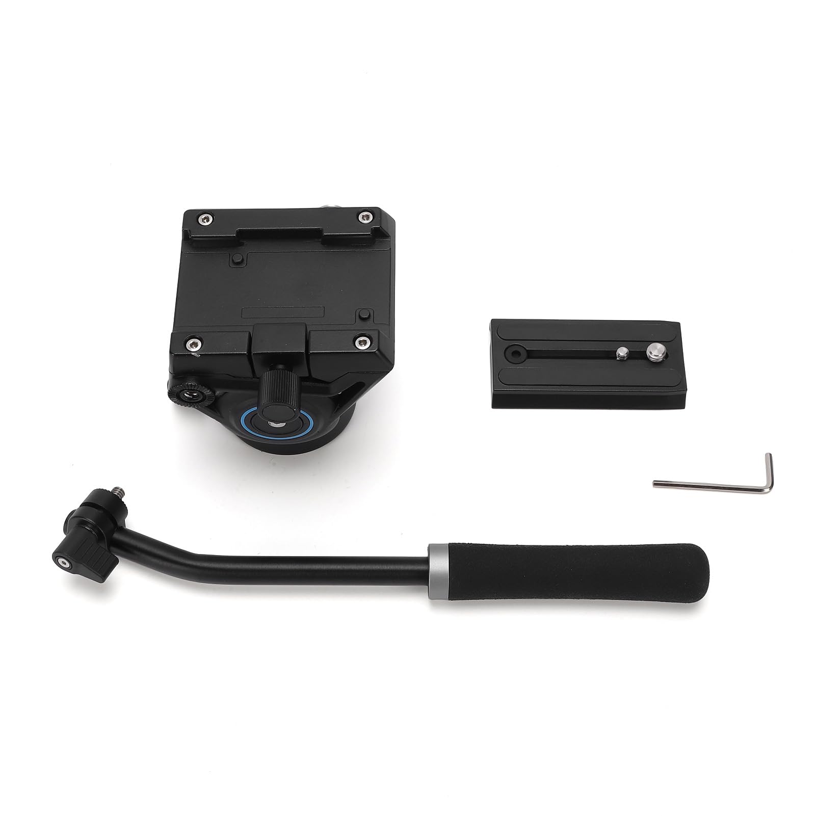 ASHATA Treppiede per Videocamera Testa con Trascinamento per Videocamere DSLR, Treppiede in Alluminio Resistente con Testa Panoramica, Ideale per la Fotografia di Vlogging