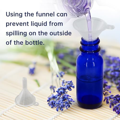 4Pcs 0.5oz Glass Bottles - Small Glass Jars with Black Lids Empty Boston Bottle,Dispensing Bottles for Homemade Vanilla Extract, Essential Oils, Herbal Medicine (Blue) — 사진 4