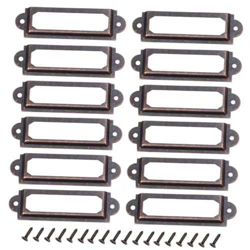 CIYODO 25 Pcs Retro Metal Drawer Tag Holders with Screws Vintage Style Label Pulls for Cabinets and Shelves Sturdy Frame Accessories for