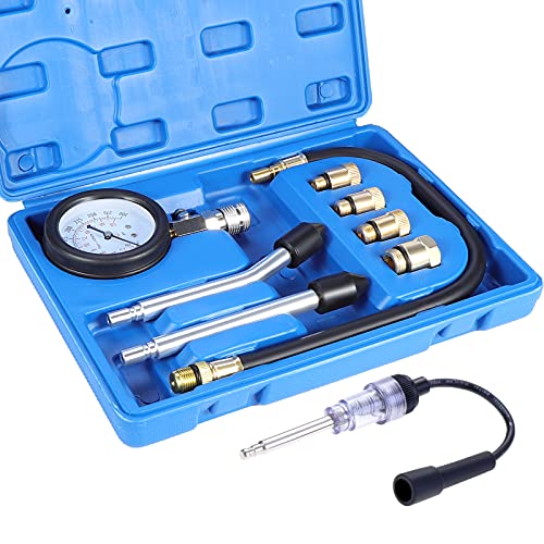WiMas Testeur de Compression Moteur, Testeur de Compression pour Moteur à Essence Coffret de Compressiomètre Automotive Coffret testeur de Compression avec Testeur de Bougies