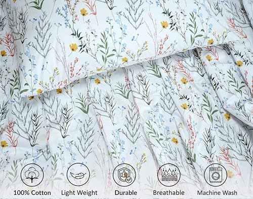 Image of RUVANTI 100% Cotton Percale Sheets Twin Size, Aroma | Crisp Cooling, Deep Pocket 16 inch, Soft Breathable & Durable, Hotel-Style, 3 Piece Set