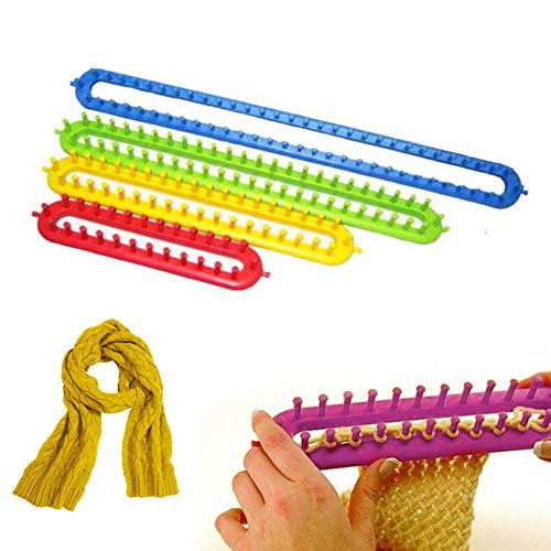 Katech 4 Pcs Rectangle Knitting Looms Different Sizes Colorful Plastic Weaving Looms Set Scarf Hats Making Tools Diy Crocheting Handmade Craft Kit With A Crochet Hook And Needle (Color Is Random) #TOP5