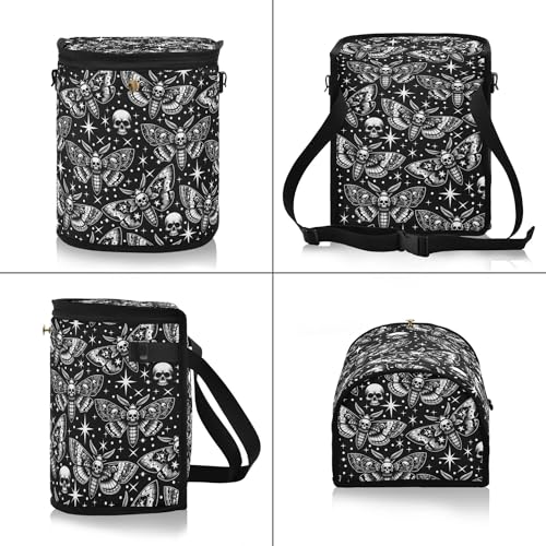 Image of MNSRUU Car Trash Can with Lid, Digital Skull Head Moth Car Trash Bag Hanging Organizers and Storage for Front Back Seat, Leak-Proof Trash Bin