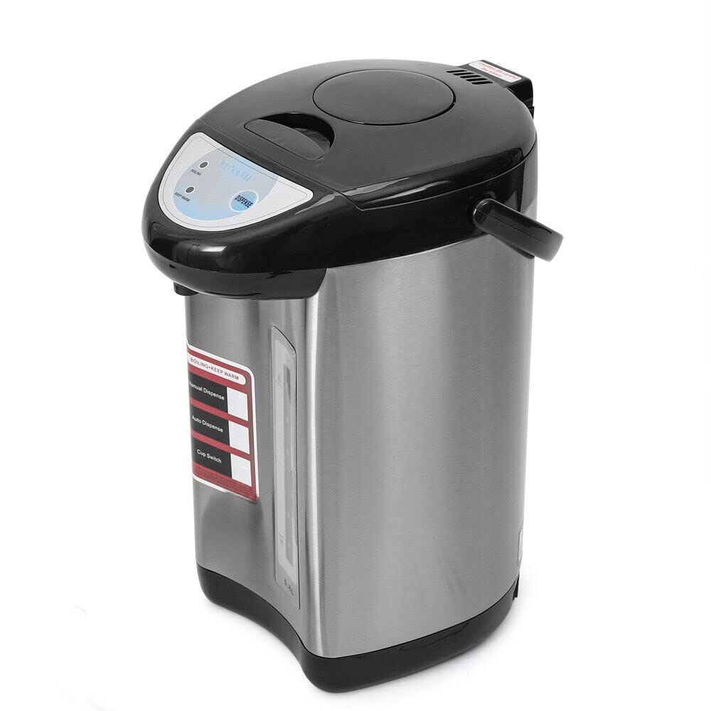 Dispensador de agua caliente de acero inoxidable de 4 litros, dispensador de agua, tetera, 750 W, termo de control de botones, depósito de agua para escuela, hogar, oficina, hotel (negro)