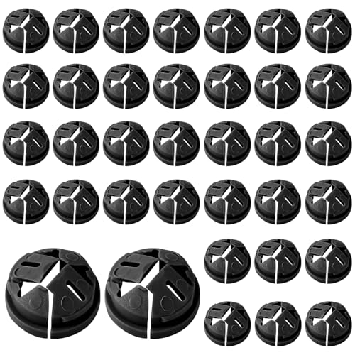 36pcs Push-in Cable Connectors, 3/8 Inch Trade Size Plastic Push-in NM Cable Clamps Connector Non-Metallic Electrical Box Wire Inserts Button for 1/2 Inch Knockouts (Black)