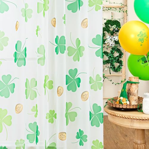 Karseteli St. Patrick's Day Sheer Curtains for Living Room, Shamrock Clover Sheer Curtain, Rod Pocket Window Drapes Decorations for Bedroom and Home Decor, 2 Panels Green 52W x 84L by Karseteli - Image 6