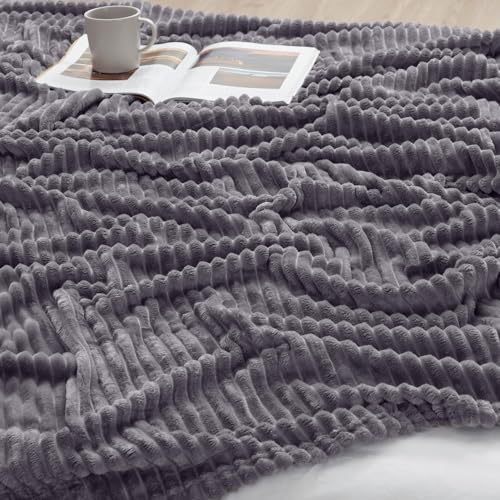 Image of Nestl Purple Throw Blanket for Couch - Cozy Warm Fuzzy Blankets for Women, Set of 2 Small Fleece Throws for Girls - Dusty Purple, 50 x 60 Inches