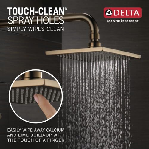 Delta Vero 14 Series Rain Shower Faucet Set, Brushed Gold Shower Head and Handle Set, Valve Trim Kit, Champagne Bronze T14253-CZ-WE (Valve Not Included) - image 5