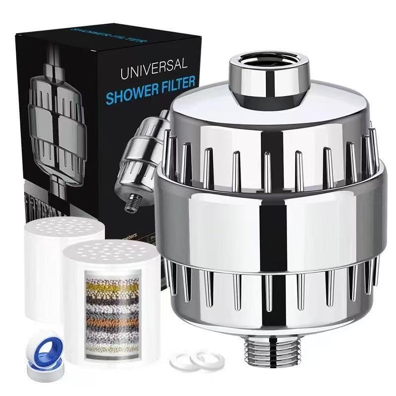 Image of Showerhead Filters with 2 Pack Cartridges, Hard Water Softener, 99% Remove Chlorine, Heavy Metals and Harmful Impurities, High Output Filters for Improving Skin & Hair, Chrome Finish