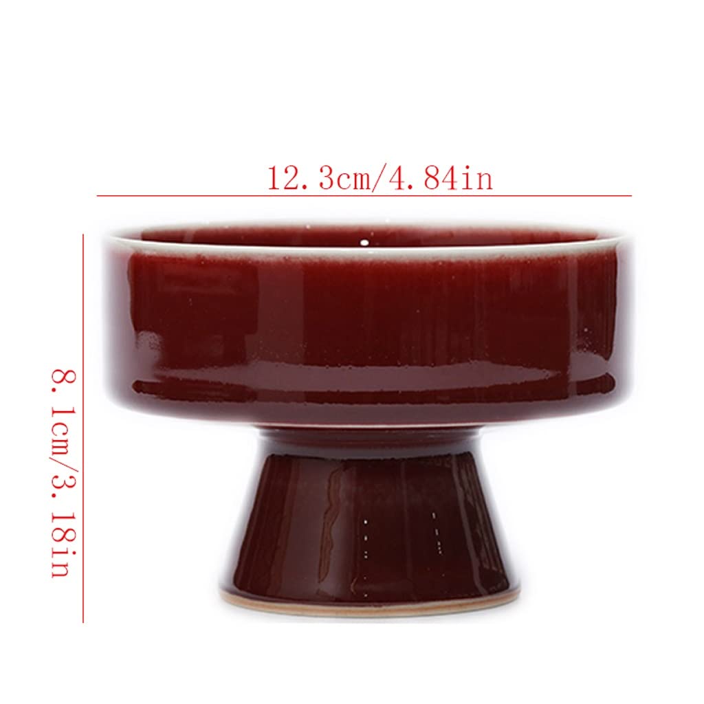 Miska na owoce Ceramiczny talerz z wysokimi stopami, suszony talerz na owoce w stylu chińskim, taca na przekąski, talerz orzeźwiający do buddy, talerz na owoce, salaterkę (B)