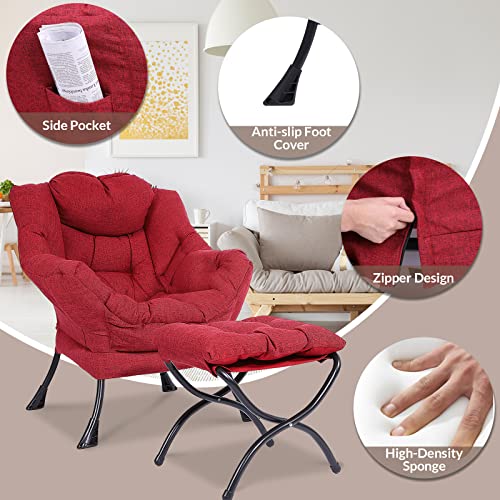 Sillón Plegable Suede Rojo miniatura 4
