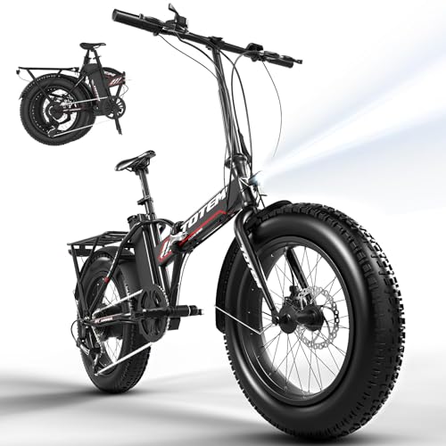 Fat Tire Folding Electric Bike for Adults-Peak 750W Brushless Motor-Max 40 Miles 20Mph-Foldable Commuter E Bicycle Fat Tire 20 inch x4.0 for Men,Women,Teens-Removable 48V 500Wh Lithium Battery