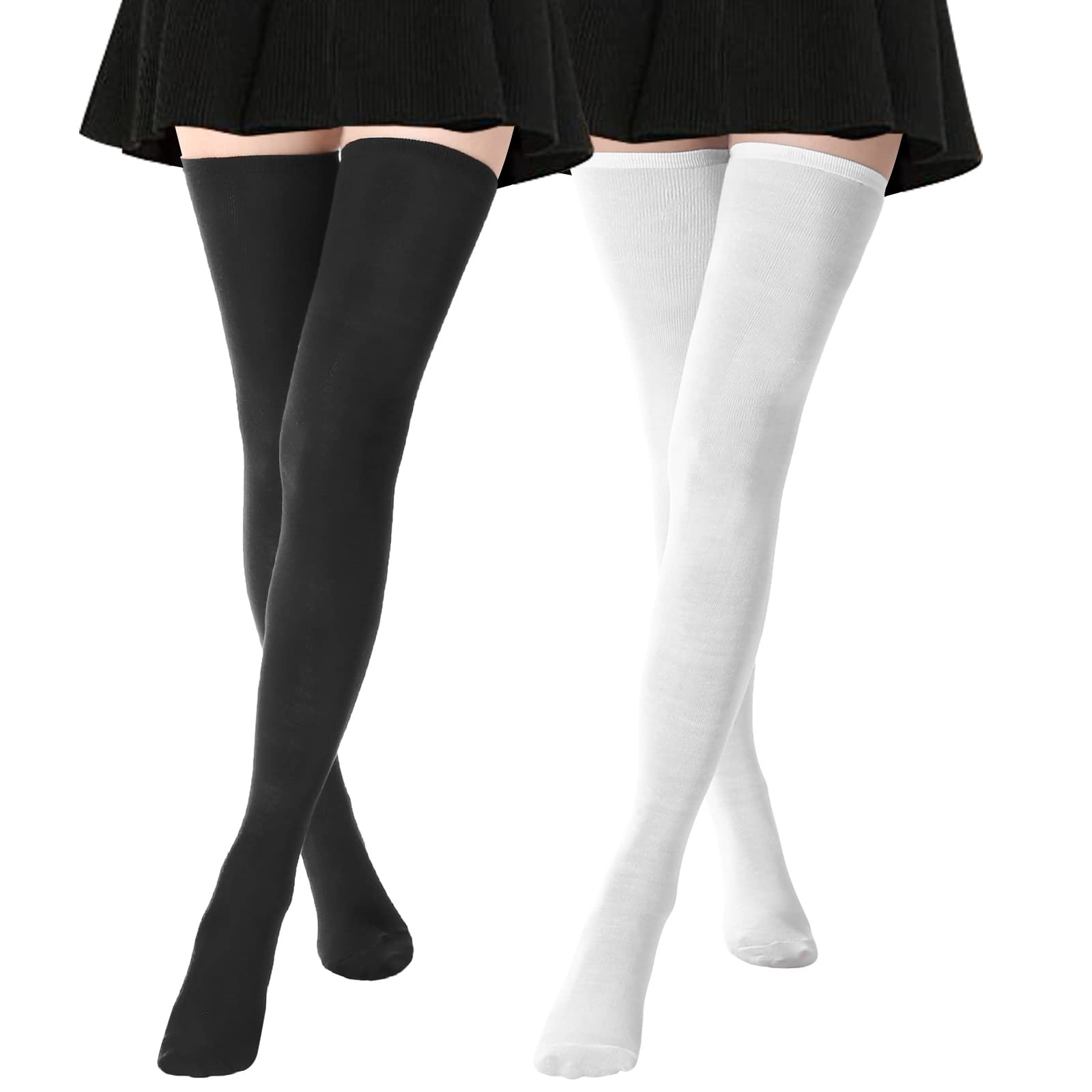 DRESHOW Extra Long High Thigh Socks Striped Over Knee Thin Tights Long Stocking