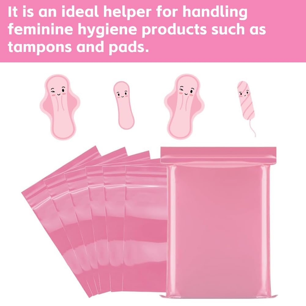 200 bolsas higiénicas para compresas sanitarias, 15 x 10 cm, bolsas de eliminación de tampo, bolsas higiénicas femeninas (rosa)