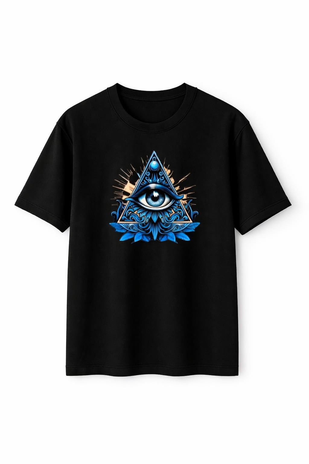 Illuminati Eye Symbol Printed Oversized T-Shirt | Unisex Street Style Cotton T-Shirt | Hip Hop Casual Wear-image-6