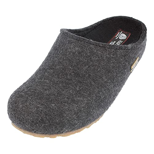 HAFLINGER Grizzly Michl Filzpantoffel Hausschuh mit Gummisohle Graphit, Gr....