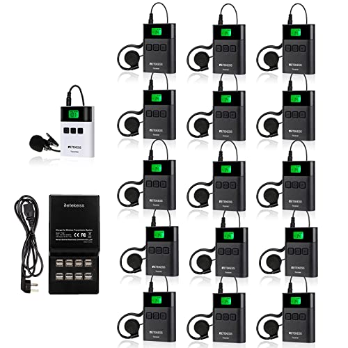 Retekess TT122 Tour Guide System, equipo de traducción para iglesia, operación con un botón, dispositivos de traducción para tribunal (1 transmisor 15 receptores 1 base de carga) miniatura 1